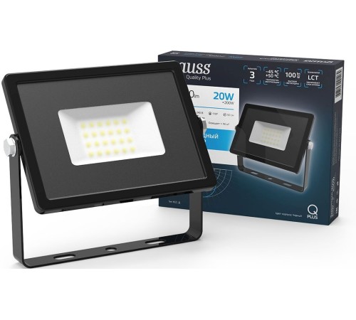 Прожектор уличный Gauss Qplus 613511320 светодиодный 20Вт корп.алюм.черный Прожектор уличный Gauss Qplus 613511320 светодиодный 20Вт корп.алюм.черный