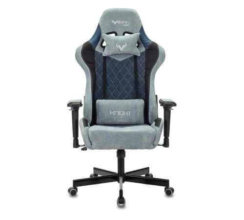 Кресло игровое Бюрократ VIKING 7 KNIGHT Fabric синий текстиль/эко.кожа с подголов. крестовина металл