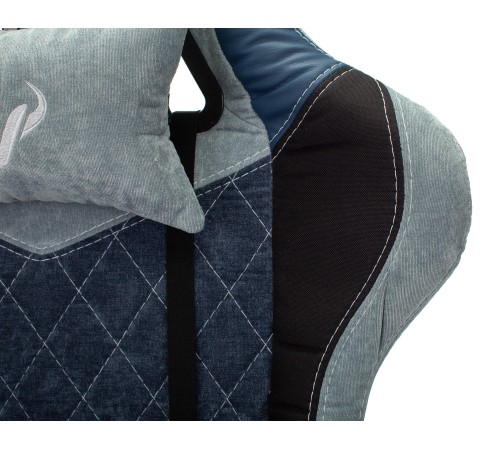 Кресло игровое Бюрократ VIKING 7 KNIGHT Fabric синий текстиль/эко.кожа с подголов. крестовина металл