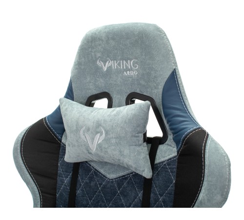 Кресло игровое Бюрократ VIKING 7 KNIGHT Fabric синий текстиль/эко.кожа с подголов. крестовина металл