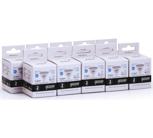Лампа светодиодная Gauss Elementary MR16 5.5Вт цок.:GU5.3 спот 220B 4100K св.свеч.бел.ней. (упак.:10шт) (13526)