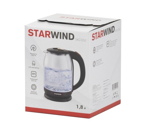 Чайник электрический Starwind SKG1052 1.8л. 1500Вт коричневый/бронзовый (корпус: стекло)