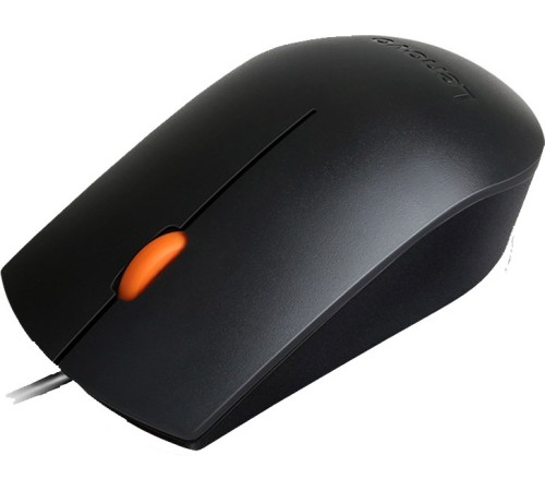 Мышь Lenovo 300 черный/оранжевый оптическая (1600dpi) USB для ноутбука (2but)