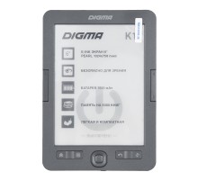 Электронная книга Digma K1 6" E-ink HD Pearl 758x1024 600MHz 128Mb/4Gb/SD/microSDHC темно-серый
