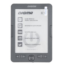 Электронная книга Digma K1 6" E-ink HD Pearl 758x1024 600MHz 128Mb/4Gb/SD/microSDHC темно-серый