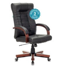 Кресло руководителя Бюрократ KB-10WALNUT черный кожа крестовина металл/дерево