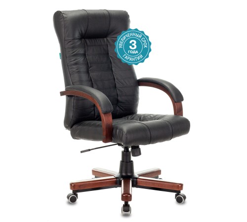 Кресло руководителя Бюрократ KB-10WALNUT черный кожа крестовина металл/дерево