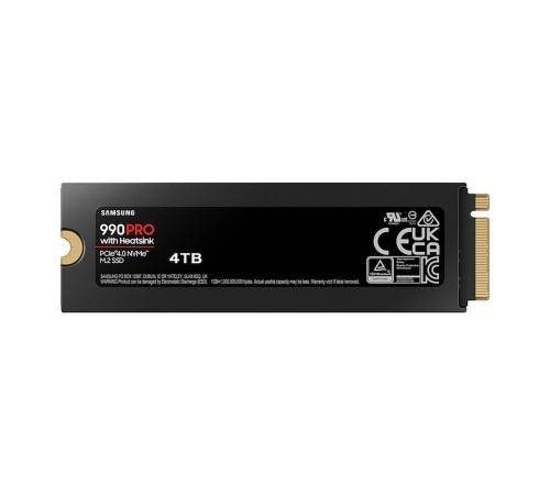 Тведотельный накопитель SSD M.2 (PCI-E NVMe 2.0 Gen 4.0 x4) 4Tb Samsung 990 PRO (R7450/W6900MB/s) with Heatsink, 1year (MZ-V9P4T0CW) Тведотельный накопитель SSD M.2 (PCI-E NVMe 2.0 Gen 4.0 x4) 4Tb Samsung 990 PRO (R7450/W6900MB/s) with Heatsink, 1year (MZ-V9P4T0CW)