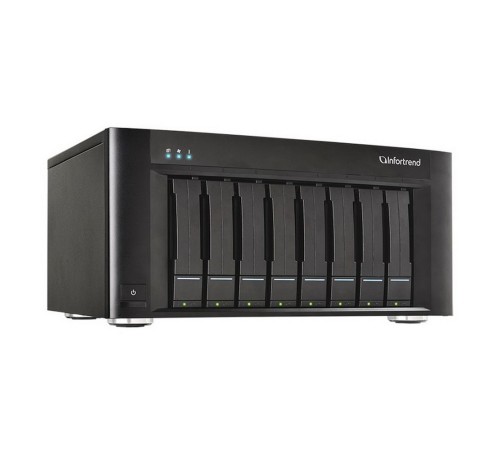 Система хранения данных Infortrend  EonStor GSe Pro 100 8bay. Intel Atom 2.4GHz 4C CPU, 1x4GB non-ECC, 4x1GbE(RJ45), 2x USB 2.0, 2x USB 3.0, 1x Host Board slot, 1xPSU and 8 drive trays (GSe Pro 108-C) (GSEP1080000C-8U32)