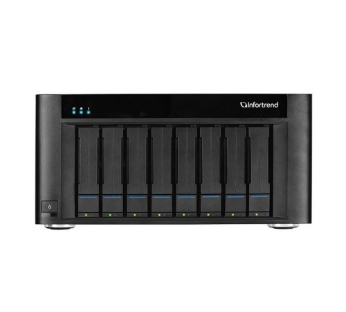 Система хранения данных Infortrend  EonStor GSe Pro 100 8bay. Intel Atom 2.4GHz 4C CPU, 1x4GB non-ECC, 4x1GbE(RJ45), 2x USB 2.0, 2x USB 3.0, 1x Host Board slot, 1xPSU and 8 drive trays (GSe Pro 108-C) (GSEP1080000C-8U32)