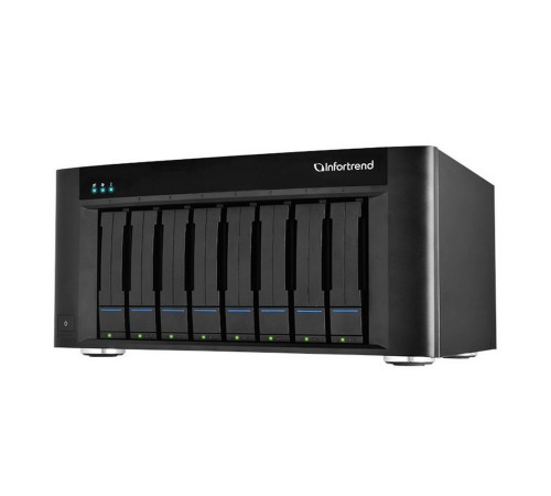 Система хранения данных Infortrend  EonStor GSe Pro 100 8bay. Intel Atom 2.4GHz 4C CPU, 1x4GB non-ECC, 4x1GbE(RJ45), 2x USB 2.0, 2x USB 3.0, 1x Host Board slot, 1xPSU and 8 drive trays (GSe Pro 108-C) (GSEP1080000C-8U32)