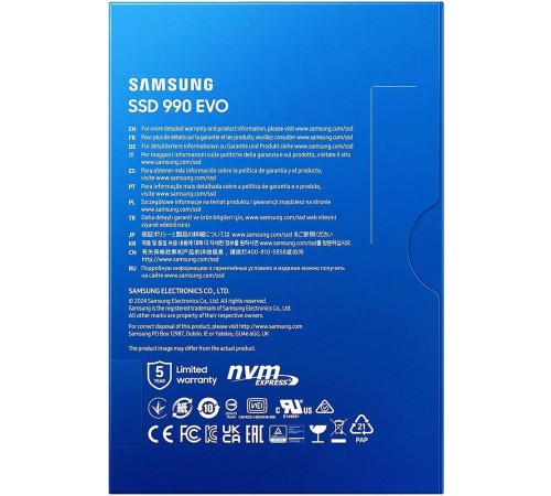 Твердотельные диски SSD M.2 (PCI-E NVMe 2.0 Gen 4.0 x4) 1Tb Samsung 990 EVO 1year (MZ-V9E1T0BW) Твердотельные диски SSD M.2 (PCI-E NVMe 2.0 Gen 4.0 x4) 1Tb Samsung 990 EVO 1year (MZ-V9E1T0BW)