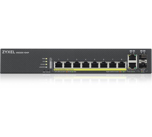 Коммутатор Zyxel NebulaFlex Pro GS2220-10HP-EU0101F 10G 8PoE+ 180W управляемый
