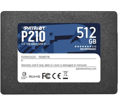 Накопитель 2.5" SSD Patriot P210 P210S512G25 512Gb, SATA III