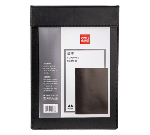 Папка-планшет Deli 64506BLACK A4 кожа искуственная черный с магн.крышкой
