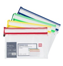 Папка на молнии ZIP Deli 63465 A4 ПВХ 0.23мм цвет молнии ассорти 2 внутр. кармана
