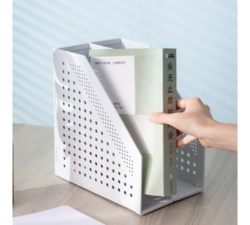 Лоток вертикальный Deli 78999Gray 2отд. складной 168х255х243мм серый пластик