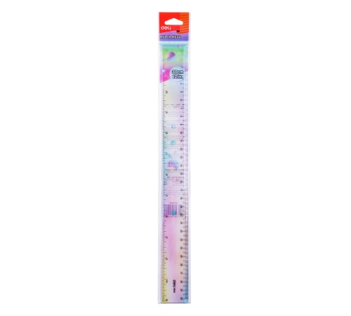 Линейка Deli EH654 пластик дл.30см ассорти