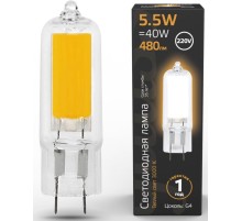 Лампа светодиодная Gauss G4 5.5Вт цок.:G4 капсул. 220B 3000K св.свеч.бел.теп. (упак.:1шт) (107807105)