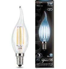 Лампа филам. Gauss Filament 5Вт цок.:E14 свеча 220B 4100K св.свеч.бел.нейт. (упак.:10шт) (104801205)