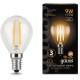 Лампа филам. Gauss Filament 9Вт цок.:E14 шар 220B 2700K св.свеч.бел.теп. (упак.:10шт) (105801109)