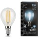 Лампа филам. Gauss Filament 9Вт цок.:E14 шар 220B 4100K св.свеч.бел.нейт. (упак.:10шт) (105801209)