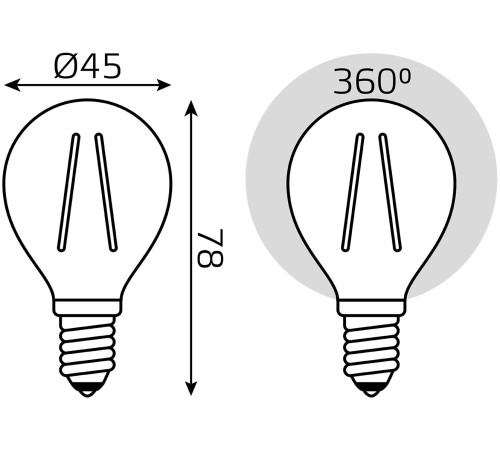 Лампа светодиодная Gauss Filament 7Вт цок.:E14 шар 220B 4100K св.свеч.бел.нейт. (упак.:1шт) (105801207-S)