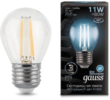 Лампа светодиодная Gauss Filament 11Вт цок.:E27 шар 220B 4100K св.свеч.бел.нейт. (упак.:1шт) (105802211)
