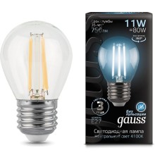 Лампа светодиодная Gauss Filament 11Вт цок.:E27 шар 220B 4100K св.свеч.бел.нейт. (упак.:1шт) (105802211)