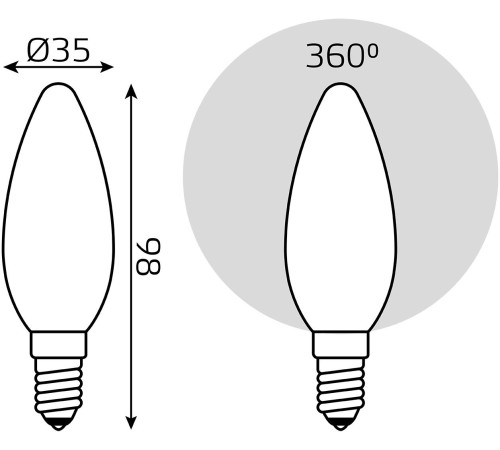 Лампа филам. Gauss Filament 5Вт цок.:E14 свеча 220B 2700K св.свеч.бел.теп. (упак.:1шт) (103201105) Лампа филам. Gauss Filament 5Вт цок.:E14 свеча 220B 2700K св.свеч.бел.теп. (упак.:1шт) (103201105)