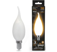 Лампа филам. Gauss Filament 5Вт цок.:E14 свеча 220B 2700K св.свеч.бел.теп. (упак.:1шт) (104201105)