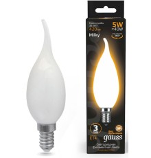 Лампа филам. Gauss Filament 5Вт цок.:E14 свеча 220B 2700K св.свеч.бел.теп. (упак.:1шт) (104201105)
