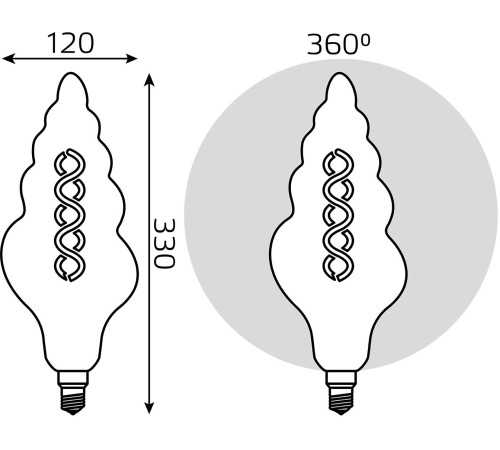 Лампа филам. Gauss Filament Vintage 6Вт цок.:E27 спираль 220B 2400K св.свеч.бел.теп. (упак.:1шт) (166802008)