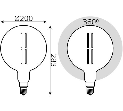 Лампа светодиодная Gauss Filament Vintage 6Вт цок.:E27 шар 220B 4000K св.свеч.бел.нейт. (упак.:1шт) (154802205)