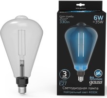 Лампа филам. Gauss Filament Vintage 6Вт цок.:E27 эдисон 220B 4000K св.свеч.бел.нейт. (упак.:1шт) (157802205)