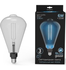 Лампа филам. Gauss Filament Vintage 6Вт цок.:E27 эдисон 220B 4000K св.свеч.бел.нейт. (упак.:1шт) (157802205)