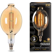 Лампа филам. Gauss Filament Vintage 8Вт цок.:E27 шар 220B 2400K св.свеч.бел.теп. (упак.:1шт) (151802008)