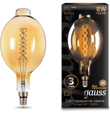 Лампа филам. Gauss Filament Vintage 8Вт цок.:E27 шар 220B 2400K св.свеч.бел.теп. (упак.:1шт) (152802008)