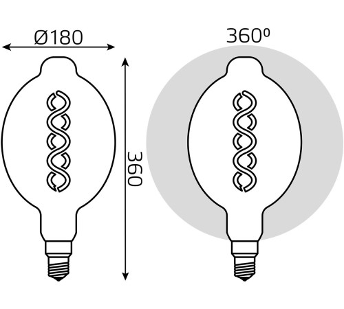 Лампа филам. Gauss Filament Vintage 8Вт цок.:E27 шар 220B 2400K св.свеч.бел.теп. (упак.:1шт) (152802008)