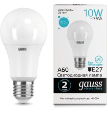 Лампа светодиодная Gauss Elementary A60 10Вт цок.:E27 груша 220B 4100K св.свеч.бел.ней. (упак.:1шт) (23220)