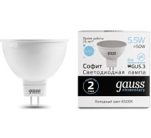 Лампа светодиодная LED 5.5 Вт 470 лм 6500К AC180-240В GU5.3 софит MR16 холодная Elementary Gauss Gauss 13536