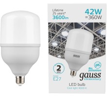 Лампа светодиодная Gauss Elementary T120 42Вт цок.:E27 цилин. 220B 3600K св.свеч.бел.нейт. (упак.:1шт) (63224)