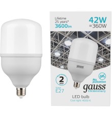 Лампа светодиодная Gauss Elementary T120 42Вт цок.:E27 цилин. 220B 3600K св.свеч.бел.нейт. (упак.:1шт) (63224)