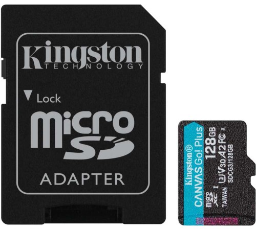 Флеш карта microSDXC 128Gb Class10 Kingston SDCG3/128GB Canvas Go! Plus + adapter