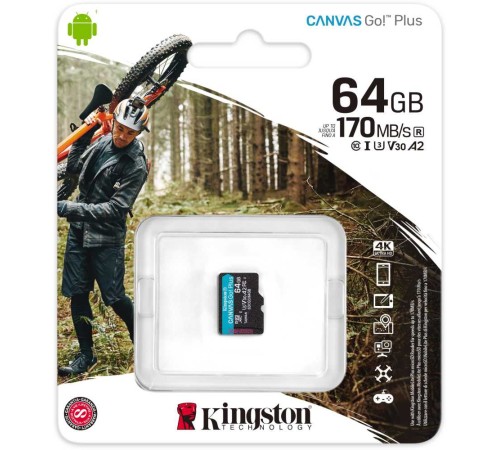 Флеш карта microSDXC 64Gb Class10 Kingston SDCG3/64GBSP Canvas Go! Plus w/o adapter