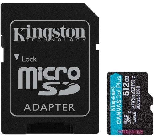Флеш карта microSDXC 512Gb Class10 Kingston SDCG3/512GB Canvas Go! Plus + adapter