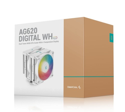 Вентилятор для процессора Deepcool AG620 DIGITAL WH ARGB white Socket 115X/1700/1200/AM4/AM5, 120mm, 1950rpm, 29,4 дБ, 260W, PWM 4-pin, Al+Cu (R-AG620 Вентилятор для процессора Deepcool AG620 DIGITAL WH ARGB white Socket 115X/1700/1200/AM4/AM5, 120mm, 1950rpm, 29,4 дБ, 260W, PWM 4-pin, Al+Cu (R-AG620
