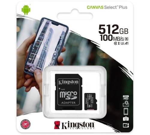 Флеш карта microSDXC 512Gb Kingston SDCS2/512GB Canvas Select Plus + adapter