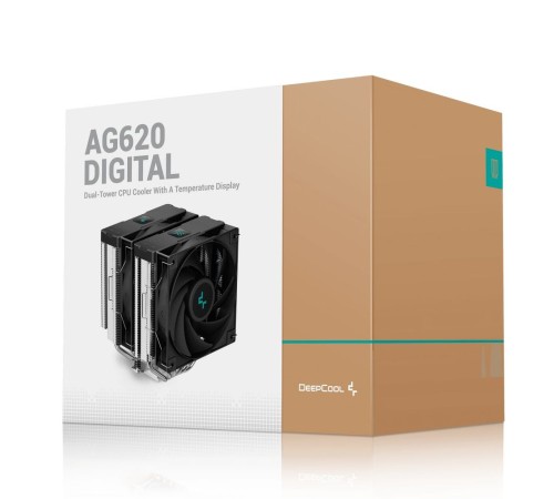 Вентилятор для процессора DeepCool AG620 DIGITAL Socket 115X/1700/1200/AM4/AM5, 120mm, 1950rpm, 29,4 дБ, 260W, 4-pin, Al+Cu (R-AG620-BKNDMN-G-1)