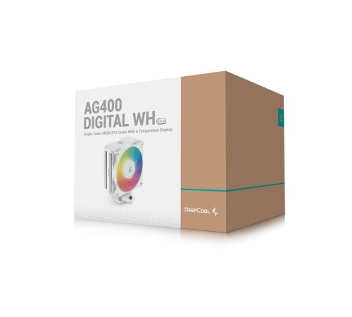 Вентилятор для процессора Deepcool G400 DIGITAL WH ARGB white Socket 115X/1700/1200/AM4/AM5, 120mm, 2100rpm, 31,6 дБ, 220W, PWM 4-pin, Al+Cu (R-AG400- Вентилятор для процессора Deepcool G400 DIGITAL WH ARGB white Socket 115X/1700/1200/AM4/AM5, 120mm, 2100rpm, 31,6 дБ, 220W, PWM 4-pin, Al+Cu (R-AG400-